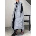 thick gray women parka casual winter sleeveless hooded zippered outwear