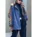 Style hooded patchwork  tunics for women denim blue Plus Size Clothing outwear