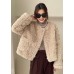 Plus Size Khaki Pockets Faux Fur Winter Coats Winter