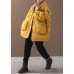 Warm Loose-fitting snow jackets drawstring hem outwear yellow hooded women short coats