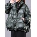 Elegant blackish green warm winter coat trendy plus size stand collar zippered Casual Jackets