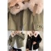 Fashion Black Fox collar Zip Up Fine Cotton Filled Puffers Jackets Winter