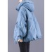 Unique Blue hooded Cloak Warm Winter Duck Down Puffers Coat