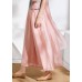 Summer  elastic waist pink temperament wide-leg pants