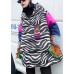 Elegant striped casual outfit oversized snow jackets hooded patchwork coats