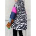 Elegant striped casual outfit oversized snow jackets hooded patchwork coats