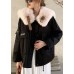 Fashion Black Fox collar Zip Up Fine Cotton Filled Puffers Jackets Winter