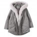 Loose fitting warm winter coat hooded drawstring parkas