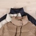 Warm chocolate goose Down coat Loose fitting winter jacket stand collar Large pockets Warm outwear