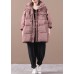 Fine plus size snow jackets pink hooded zippered goose Down coat