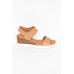 Emmanuel Camel Leather Wedge Sandal