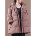 Fine plus size snow jackets pink hooded zippered goose Down coat