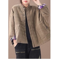 Casual khaki women casual thick stand collar outwear