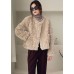 Plus Size Khaki Pockets Faux Fur Winter Coats Winter