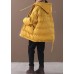 Warm Loose-fitting snow jackets drawstring hem outwear yellow hooded women short coats