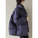 Purple Casual Duck Down Winter Coats Zip Up Winter