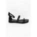 Mishelle Black Leather Strappy Sandal