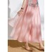 Summer  elastic waist pink temperament wide-leg pants